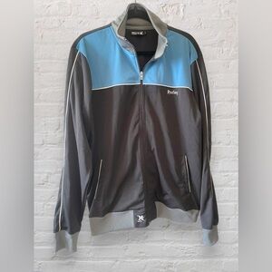 Hurley Men's Long Sleeve Full Zip Track Jacket Black Polyester Sz Large Y2K